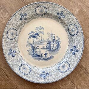 Antique 1812-1833 J. Wedgewood Light Blue Transfer Ironstone Dinner Plate‎ 9.5”